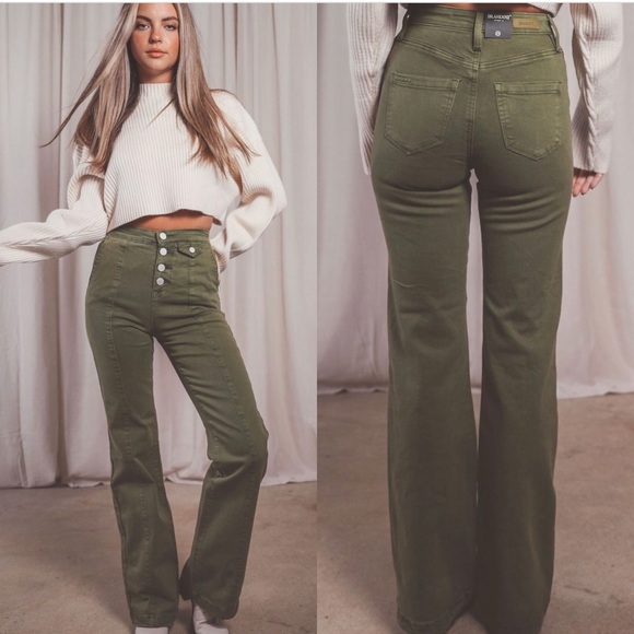 Blank NYC Denim - NWT BLANK NYC The Delancey Denim Wide Leg Pants Going Green Size 27 New!